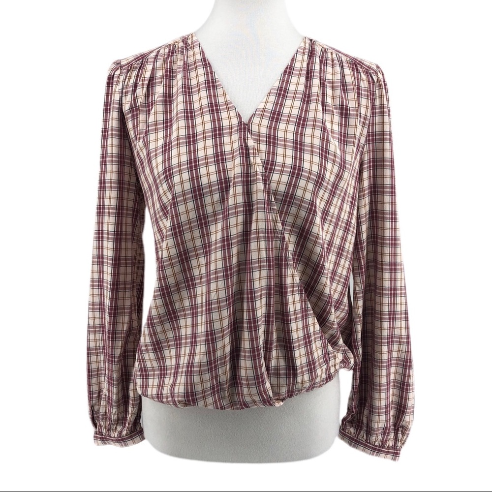 Treasure & Bond Red Checkered Long Sleeve Blouse - Picture 1 of 7